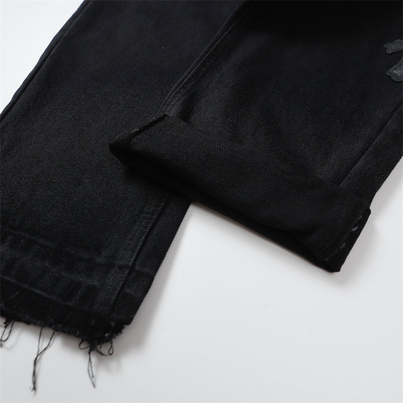 Chrome Hearts Distressed Denim Jeans | Stretch Tapered Fit