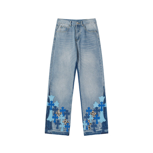 Chrome Hearts Distressed Denim Jeans | Stretch Tapered Fit