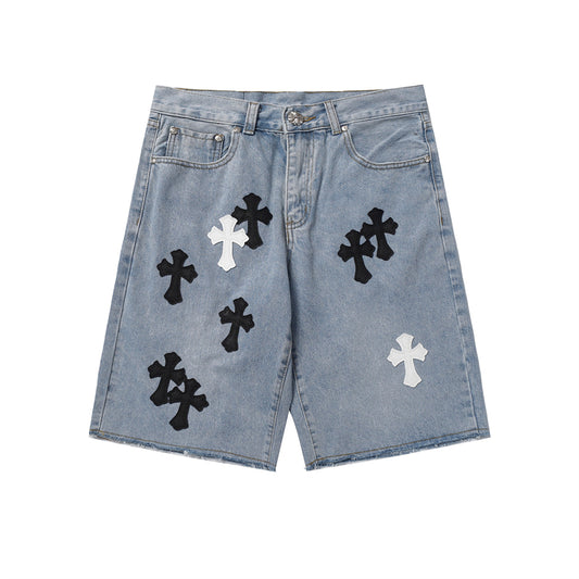 Chrome Hearts Distressed Denim Jeans | Stretch Tapered Fit
