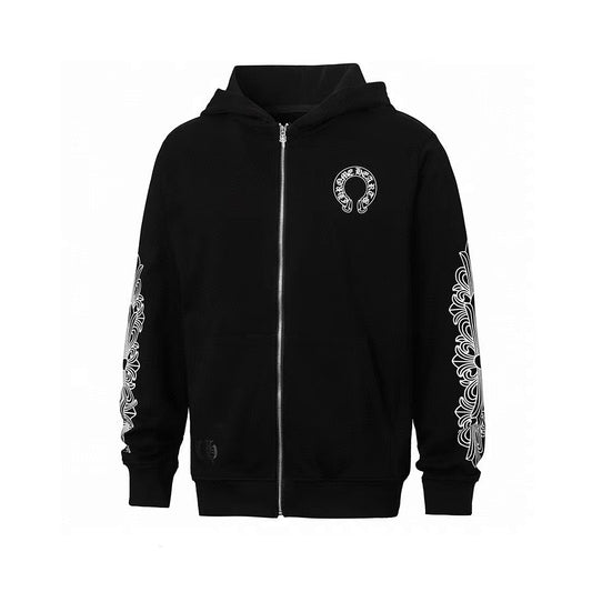 Chrome Hearts Graphic Zip-Up Hoodie