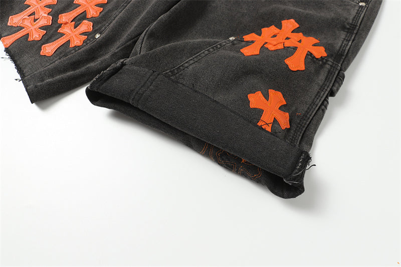 Chrome Hearts Distressed Denim Jeans | Stretch Tapered Fit