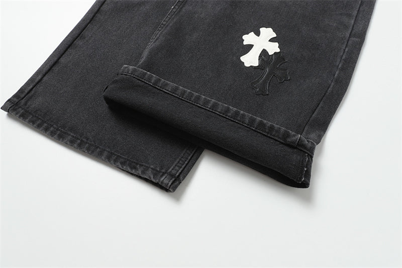 Chrome Hearts Distressed Denim Jeans | Stretch Tapered Fit