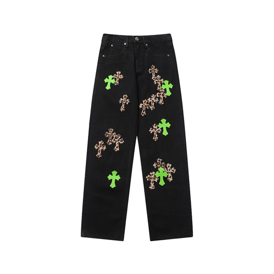 Chrome Hearts Distressed Denim Jeans | Stretch Tapered Fit