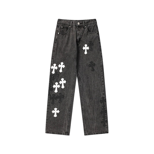 Chrome Hearts Distressed Denim Jeans | Stretch Tapered Fit