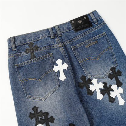 Chrome Hearts Distressed Denim Jeans | Stretch Tapered Fit