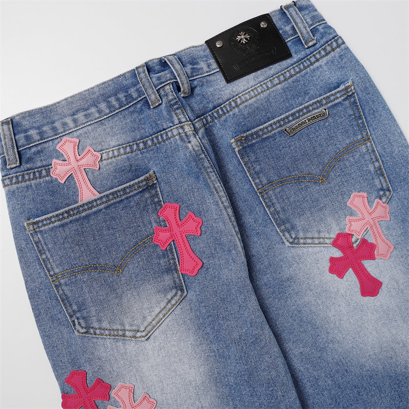 Chrome Hearts Distressed Denim Jeans | Stretch Tapered Fit
