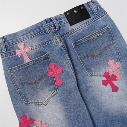 Chrome Hearts Distressed Denim Jeans | Stretch Tapered Fit
