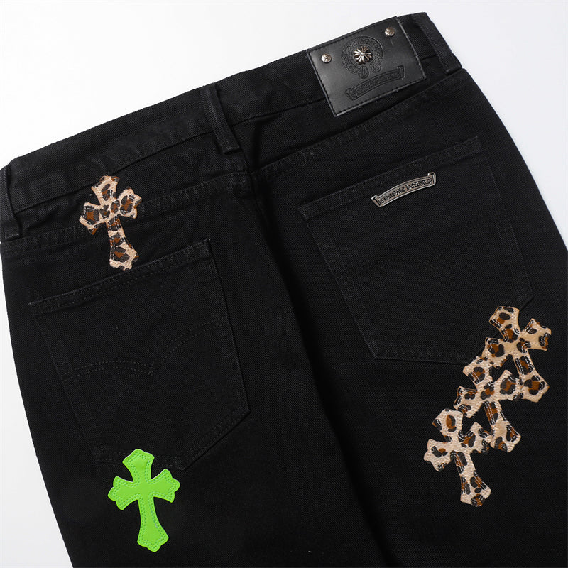Chrome Hearts Distressed Denim Jeans | Stretch Tapered Fit