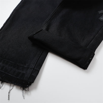 Chrome Hearts Distressed Denim Jeans | Stretch Tapered Fit