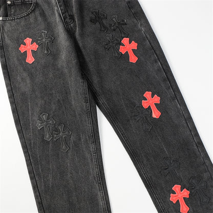 Chrome Hearts Distressed Denim Jeans | Stretch Tapered Fit