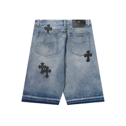 Chrome Hearts Distressed Denim Jeans | Stretch Tapered Fit