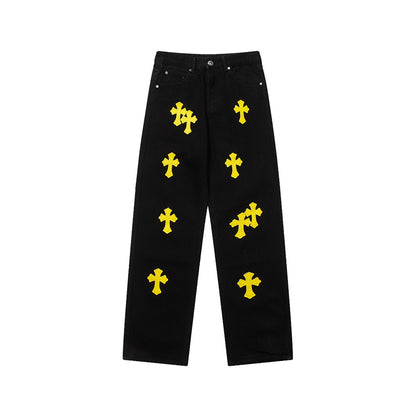Chrome Hearts Distressed Denim Jeans | Stretch Tapered Fit
