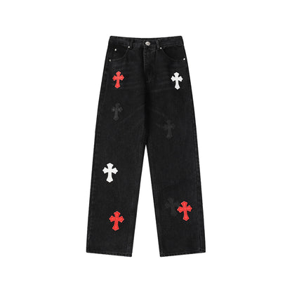Chrome Hearts Distressed Denim Jeans | Stretch Tapered Fit