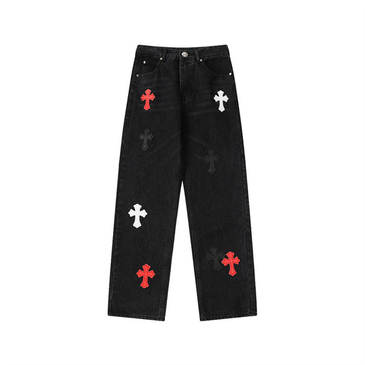 Chrome Hearts Distressed Denim Jeans | Stretch Tapered Fit