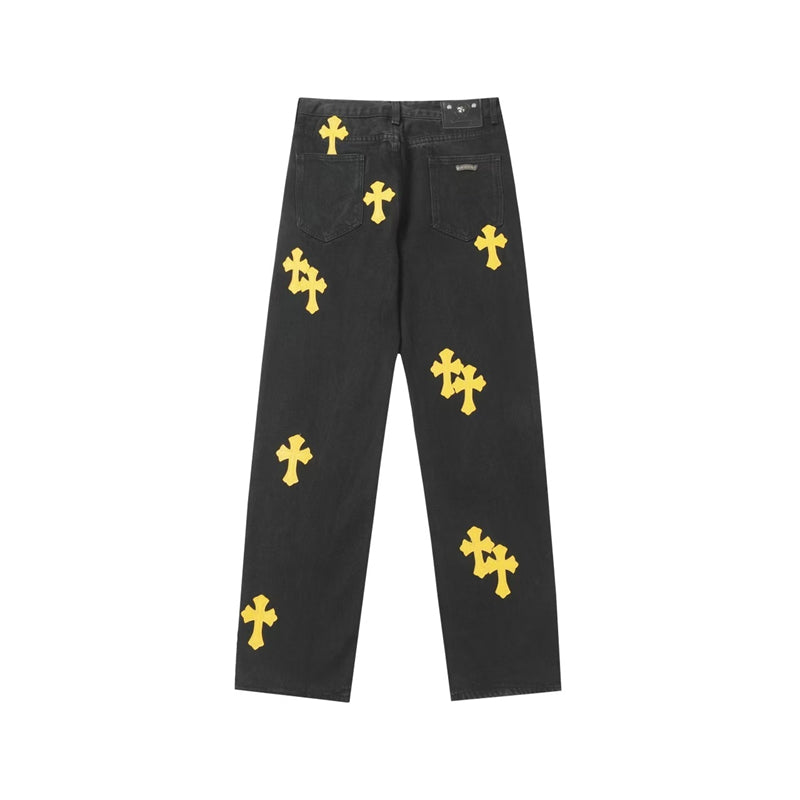 Chrome Hearts Distressed Denim Jeans | Stretch Tapered Fit