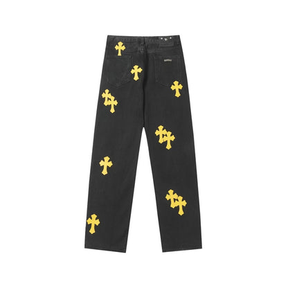 Chrome Hearts Distressed Denim Jeans | Stretch Tapered Fit