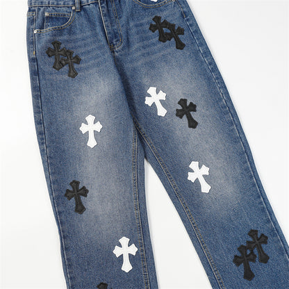 Chrome Hearts Distressed Denim Jeans | Stretch Tapered Fit