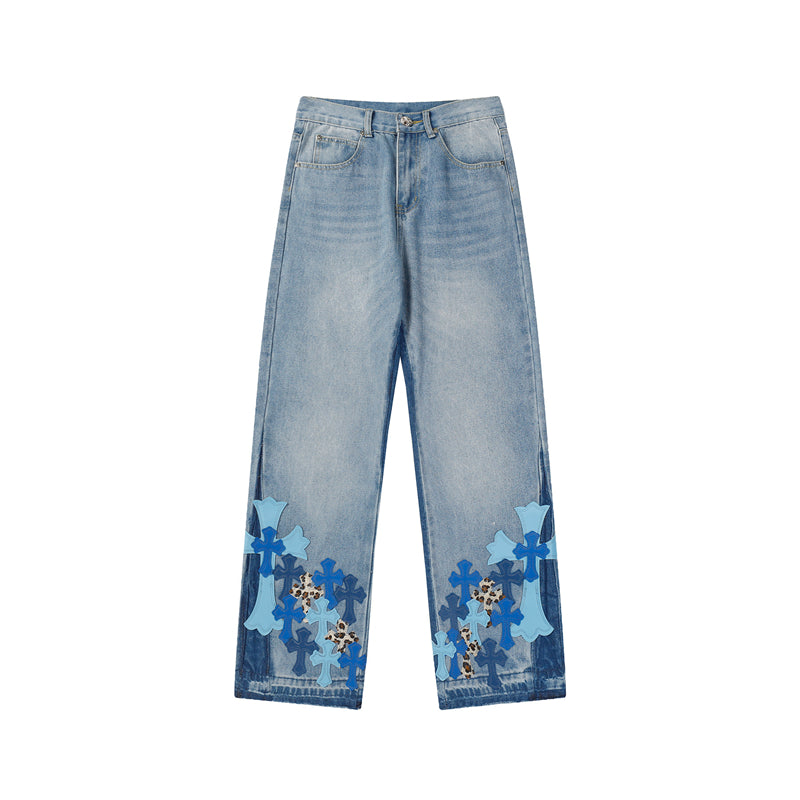 Chrome Hearts Distressed Denim Jeans | Stretch Tapered Fit