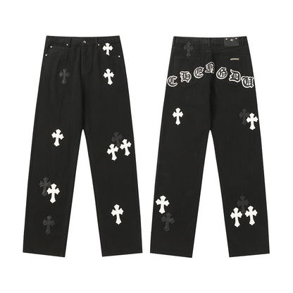 Chrome Hearts Distressed Denim Jeans | Stretch Tapered Fit