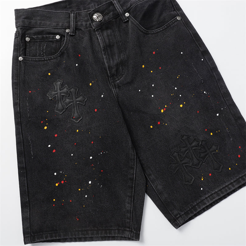 Chrome Hearts Distressed Denim Jeans | Stretch Tapered Fit