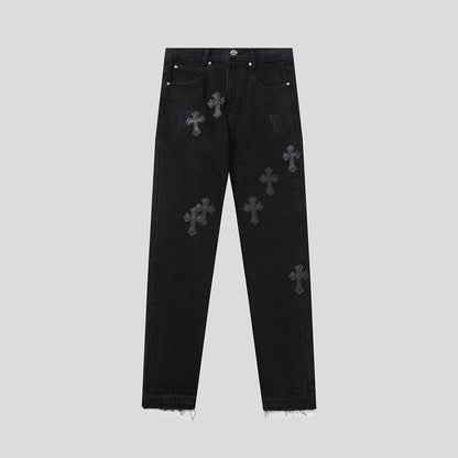 Chrome Hearts Distressed Denim Jeans | Stretch Tapered Fit