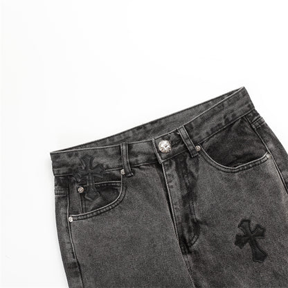 Chrome Hearts Distressed Denim Jeans | Stretch Tapered Fit