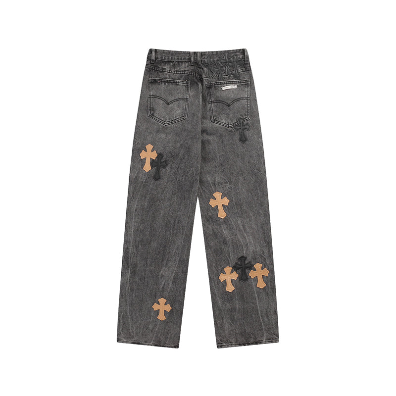 Chrome Hearts Distressed Denim Jeans | Stretch Tapered Fit