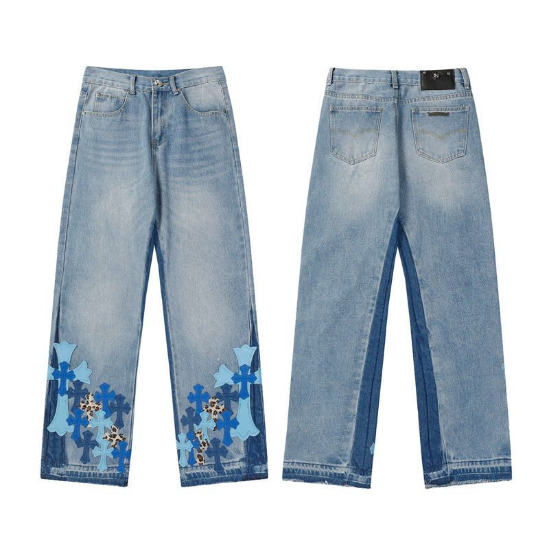 Chrome Hearts Distressed Denim Jeans | Stretch Tapered Fit