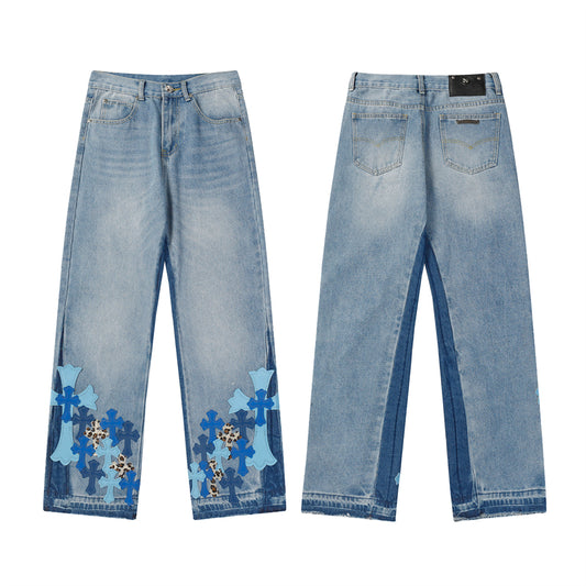 Chrome Hearts Distressed Denim Jeans | Stretch Tapered Fit