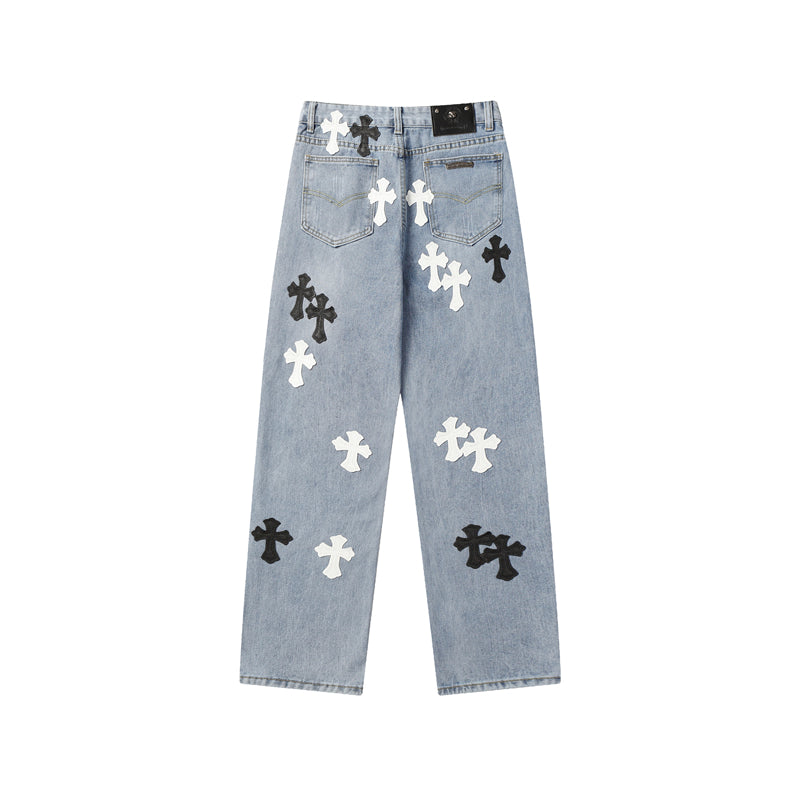Chrome Hearts Distressed Denim Jeans | Stretch Tapered Fit