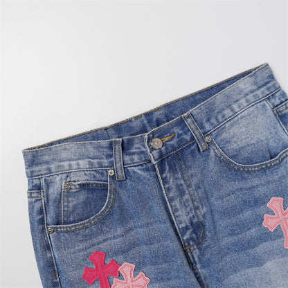 Chrome Hearts Distressed Denim Jeans | Stretch Tapered Fit