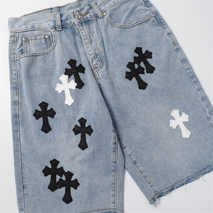 Chrome Hearts Distressed Denim Jeans | Stretch Tapered Fit