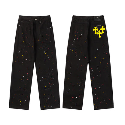 Chrome Hearts Distressed Denim Jeans | Stretch Tapered Fit
