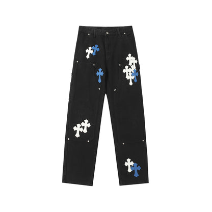 Chrome Hearts Distressed Denim Jeans | Stretch Tapered Fit