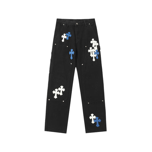 Chrome Hearts Distressed Denim Jeans | Stretch Tapered Fit