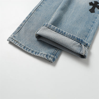 Chrome Hearts Distressed Denim Jeans | Stretch Tapered Fit