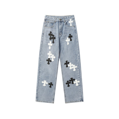 Chrome Hearts Distressed Denim Jeans | Stretch Tapered Fit