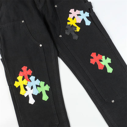 Chrome Hearts Distressed Denim Jeans | Stretch Tapered Fit