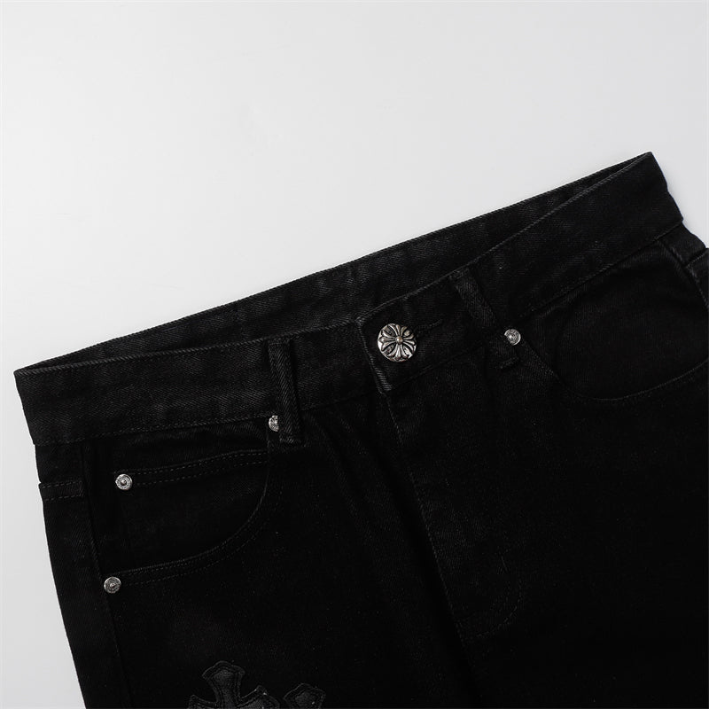 Chrome Hearts Distressed Denim Jeans | Stretch Tapered Fit
