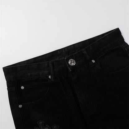 Chrome Hearts Distressed Denim Jeans | Stretch Tapered Fit