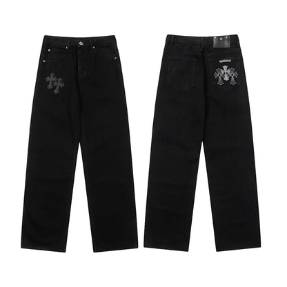 Chrome Hearts Distressed Denim Jeans | Stretch Tapered Fit