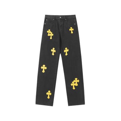 Chrome Hearts Distressed Denim Jeans | Stretch Tapered Fit