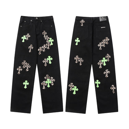 Chrome Hearts Distressed Denim Jeans | Stretch Tapered Fit