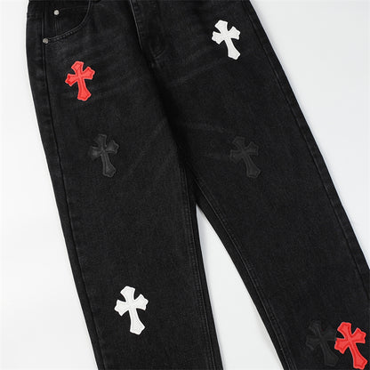 Chrome Hearts Distressed Denim Jeans | Stretch Tapered Fit