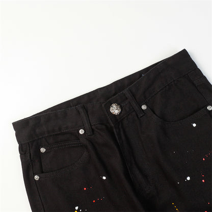 Chrome Hearts Distressed Denim Jeans | Stretch Tapered Fit