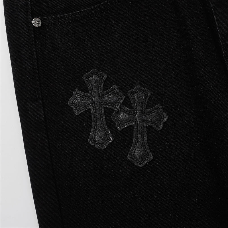 Chrome Hearts Distressed Denim Jeans | Stretch Tapered Fit
