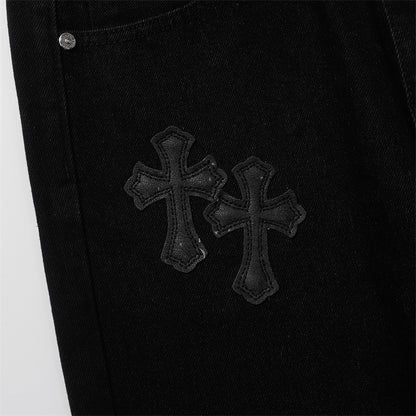 Chrome Hearts Distressed Denim Jeans | Stretch Tapered Fit