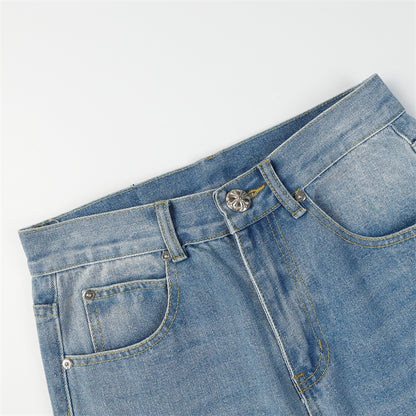 Chrome Hearts Distressed Denim Jeans | Stretch Tapered Fit