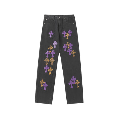 Chrome Hearts Distressed Denim Jeans | Stretch Tapered Fit