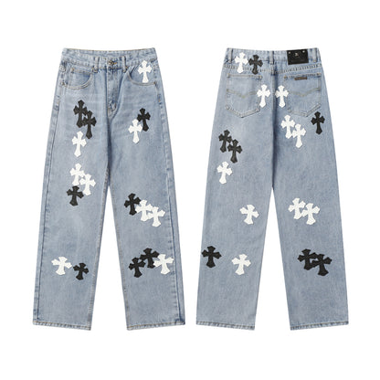 Chrome Hearts Distressed Denim Jeans | Stretch Tapered Fit